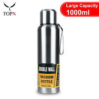 Large-capacity Thermos Cup 304 Stainless Steel Outdoor Portable Mountaineering Sports Water Bottle with Rope500/1500ml