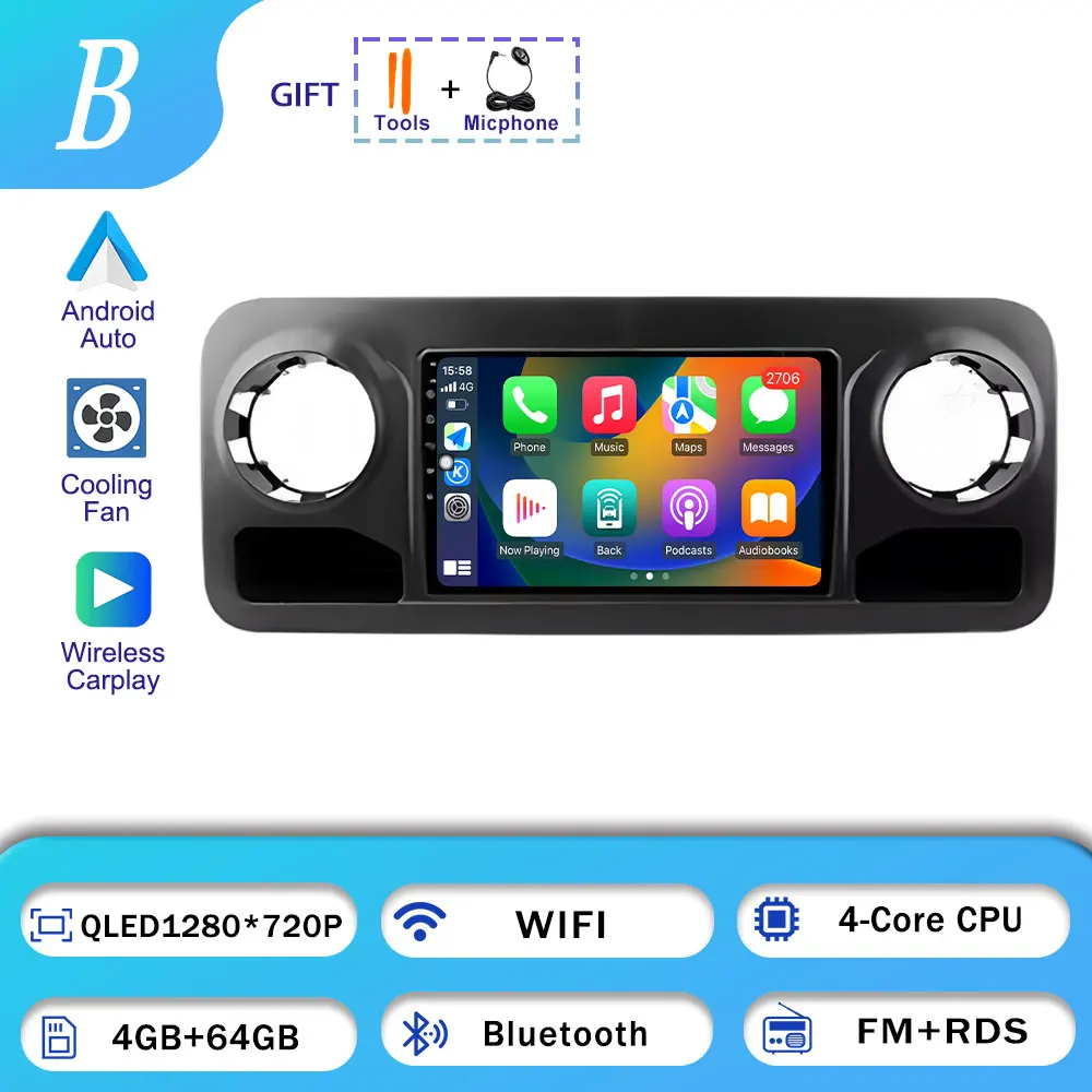 Voor Mercedes Benz Sprinter 2018-2022 Autoradio BT GPS Navigatie WIFI Stereo Multimedia Android 16 Draadloze Auto Speler carplay - afbeelding 1