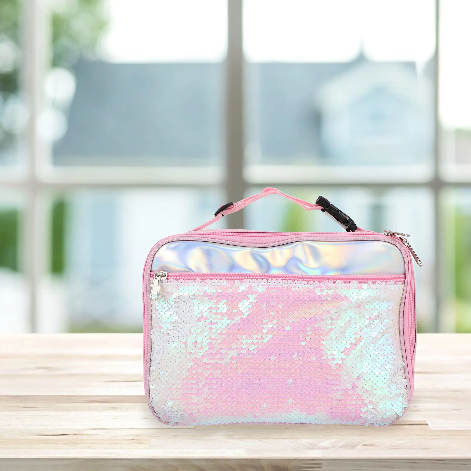 

1pc Sequins Decor Kids Bento Storage Portable Picnic Lunch Bag For School Work Picnic Heat Insulation Easy Carry Handle Lunch