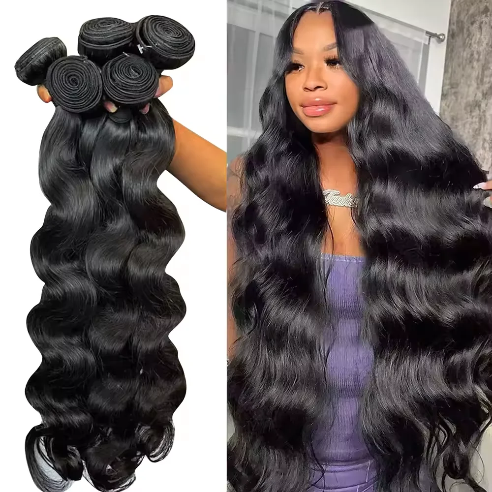 36 38 40 Inch Body Wave Bundles 100% Human Hair Brazilian Hair Extensions For Women 16A Human Hair Bundles Brazilian Hair Weave