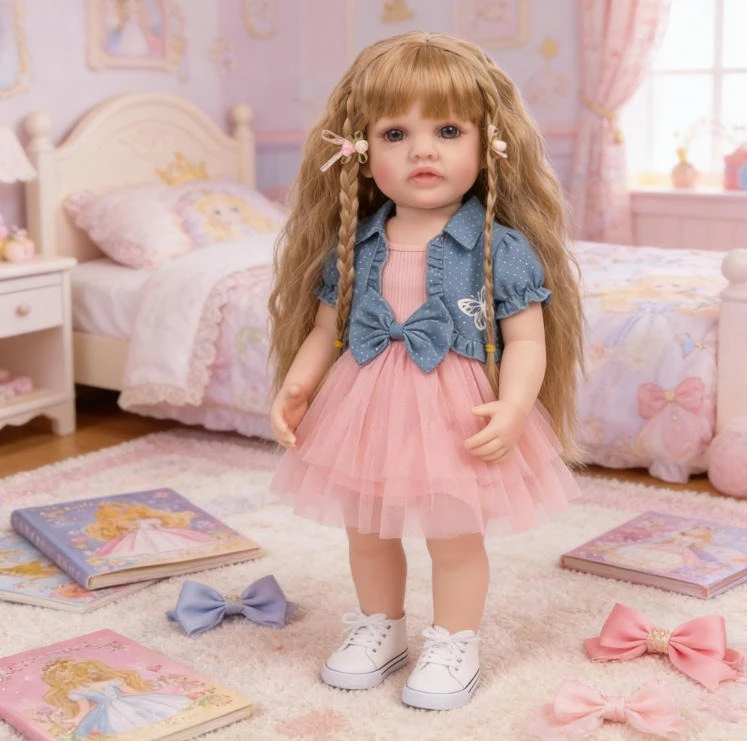 

NPK 55CM Full Body Vinyl Reborn Betty Toddler Girl Standable Lifelike Doll with 3D Painted Veins Skin High Quality Collectible