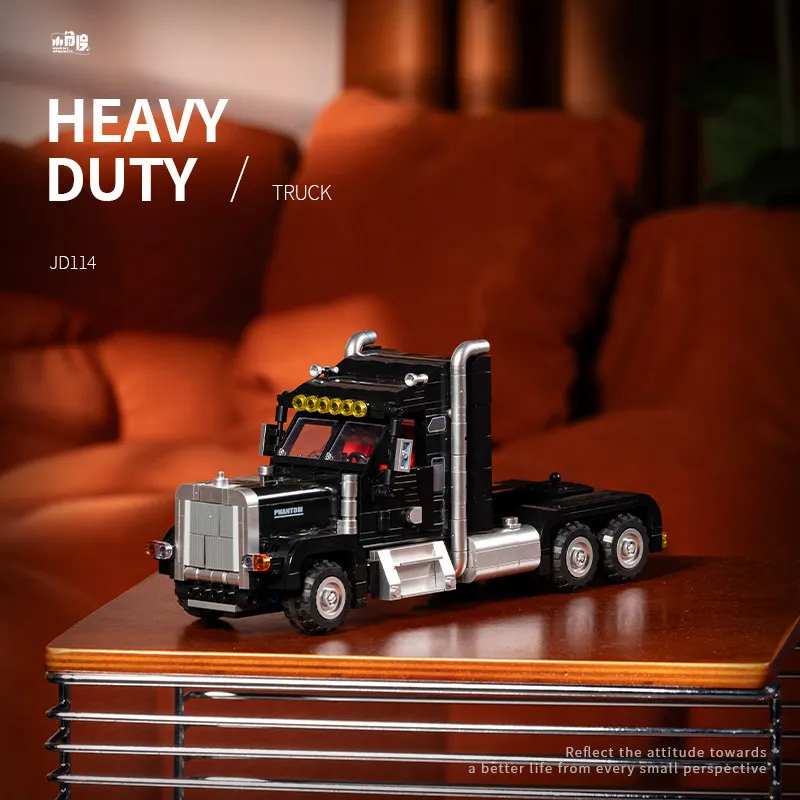 MOC Technischer Traktor-Anhänger Baustein-Modell Amerikanische LKWs Bausteine DIY-Spielzeug für Kinder Geburtstagsgeschenk-Set