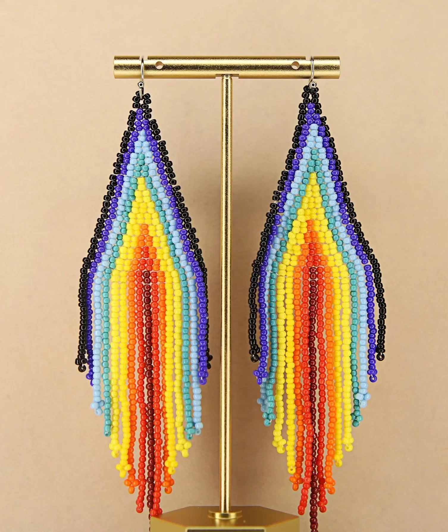 Fringe Earrings  Hand knitting  Bohemia  rainbow  ostrich  Beading Butterfly wings originality  alloy  ma'am  Rice Bead Earrin