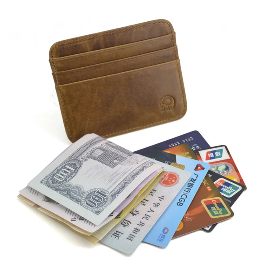 Porte-cartes d'identité en cuir PU pour hommes et femmes, porte-cartes mince, porte-cartes de visite, porte-documents de bonbons, boîte à cartes de crédit bancaires, étui à fentes multiples, 1PC