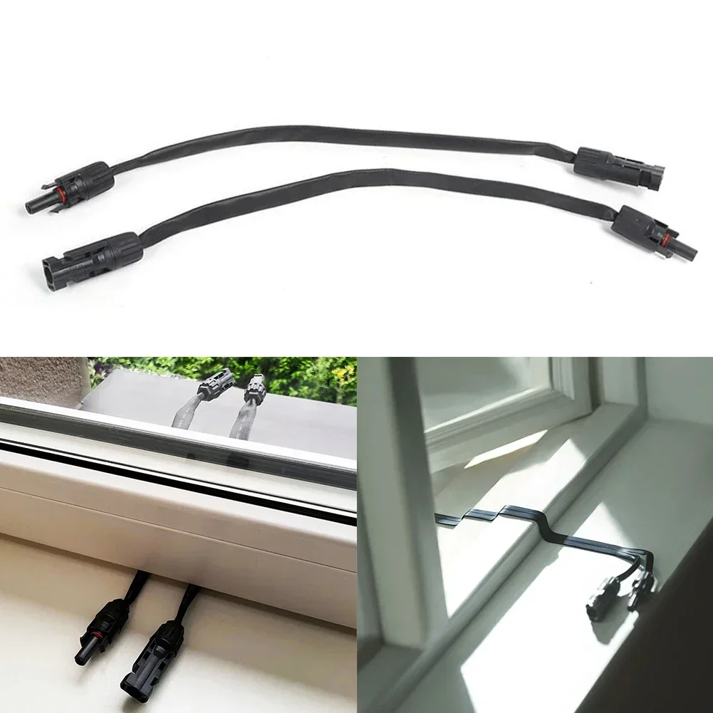 2pcs Solar Cable Window Feedthroughs Flat Solar Panel Wiring 35cm Solar Panel Connectors With Plug And Coupler Solar Power Parts