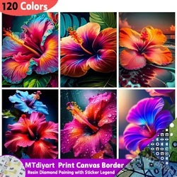 Flower Print Diamond Painting Canvas Border With Sticker Legend Full Drill Mosaic Art Rhinestone Diy Handmade Gift Home Decor
