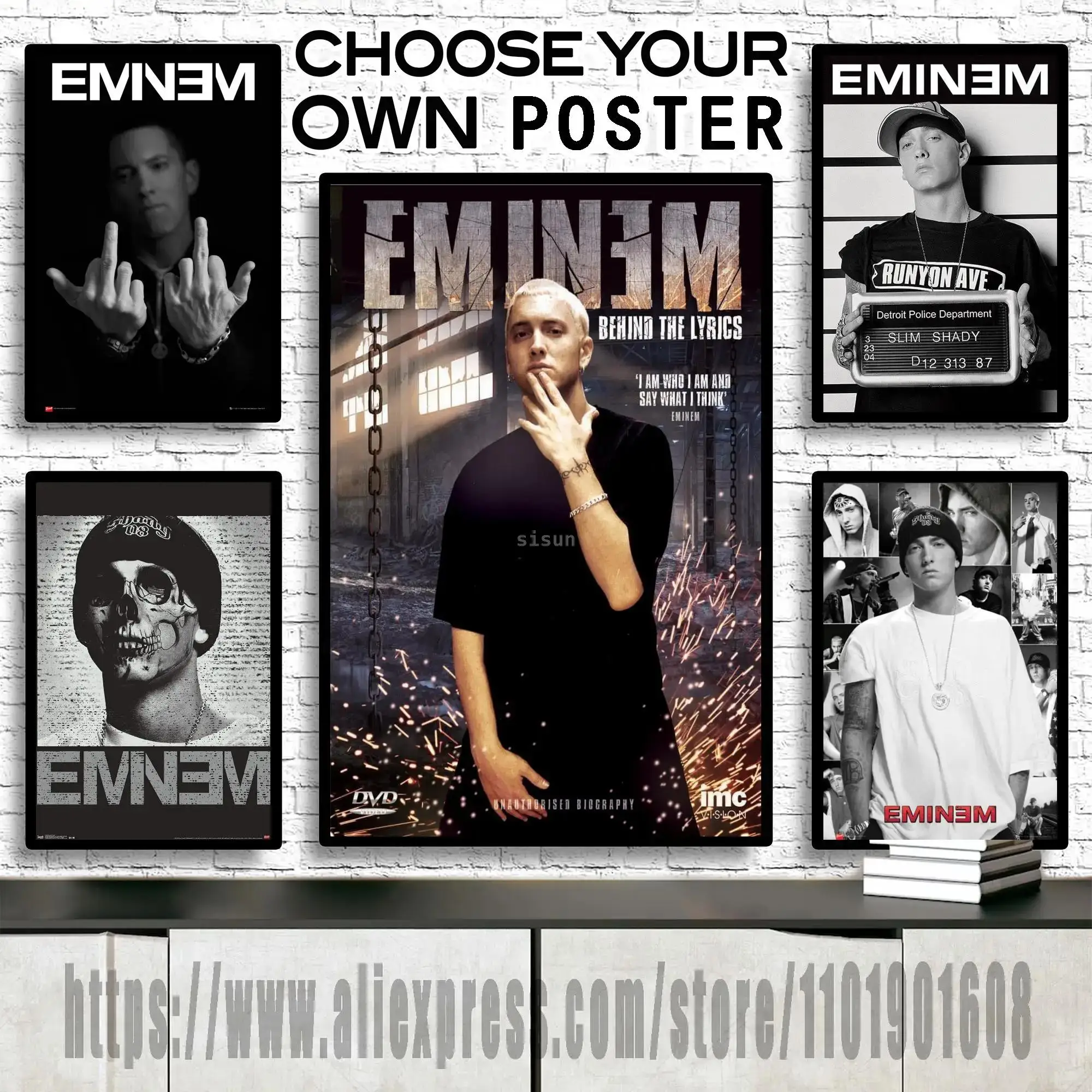 Eminem Mugshot Canvas Print  Modern Wall Art Poster for Family Bedroom  Home Decor