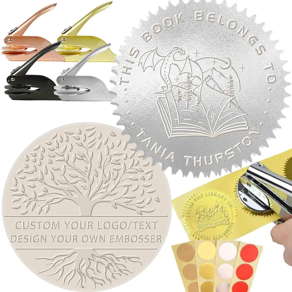 Customized LOGO Book Embosser Personalised Custom Library Book Embosser Seal Customised Embosser From The Library Of,Book Press