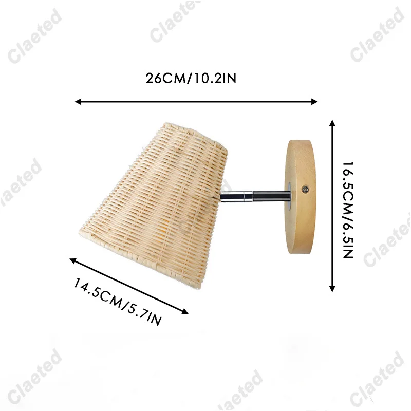 Lampada da parete decorativa E27 intrecciata in Rattan fatta a mano lampada da comodino per camera da letto soggiorno sala da pranzo apparecchio di