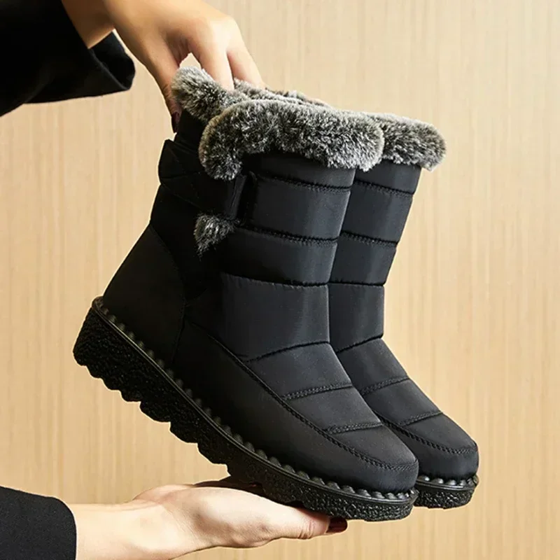 

Waterproof Winter Boots for Women 2025 New Faux Fur Long Plush Snow Boots Woman Platform Shoes Warm Cotton Couples Ankle Boots