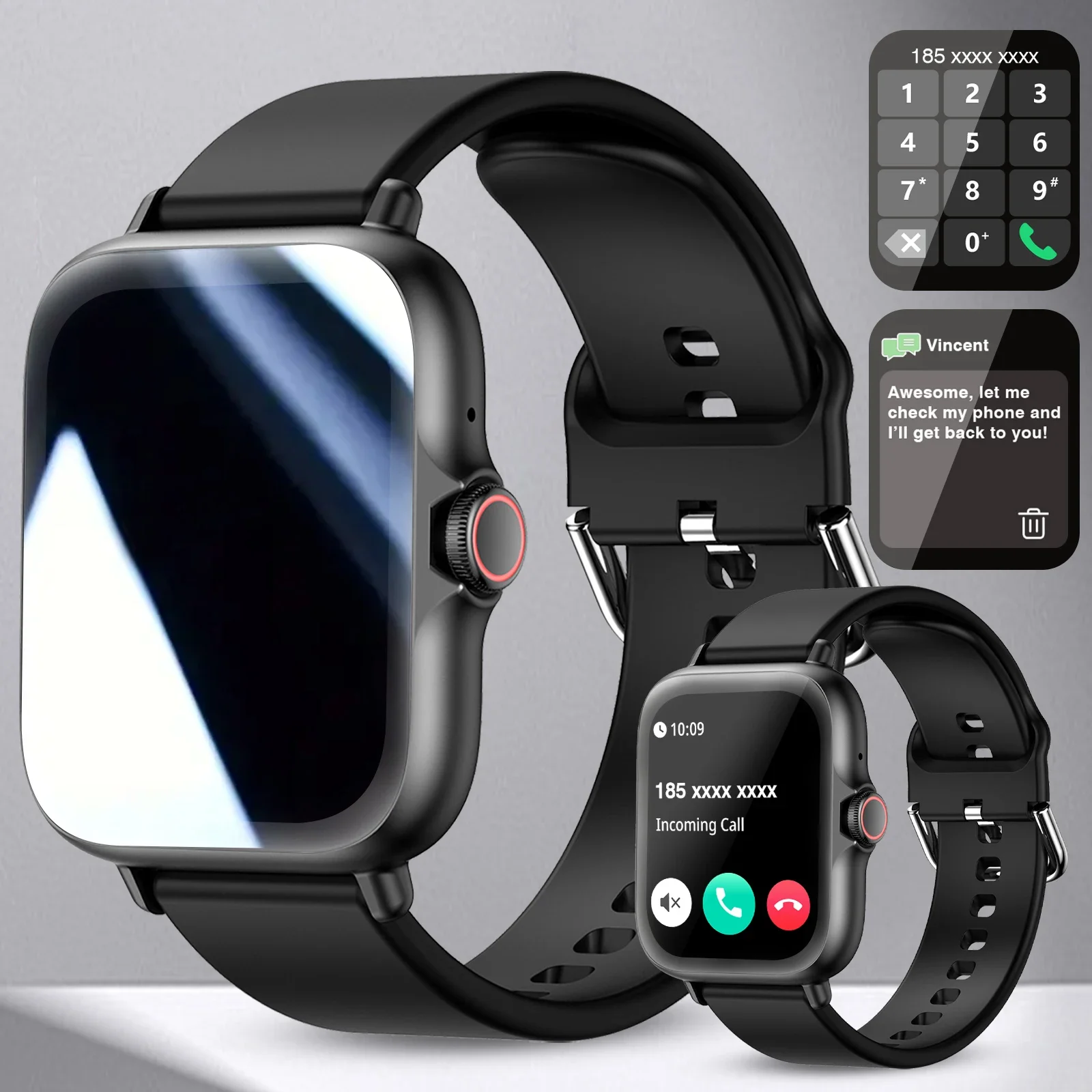 

Smartwatch, Wireless Calling/dialing, Message Reminders, Multi-sport Mode, Music Playback, Suitable for IPhone/Android