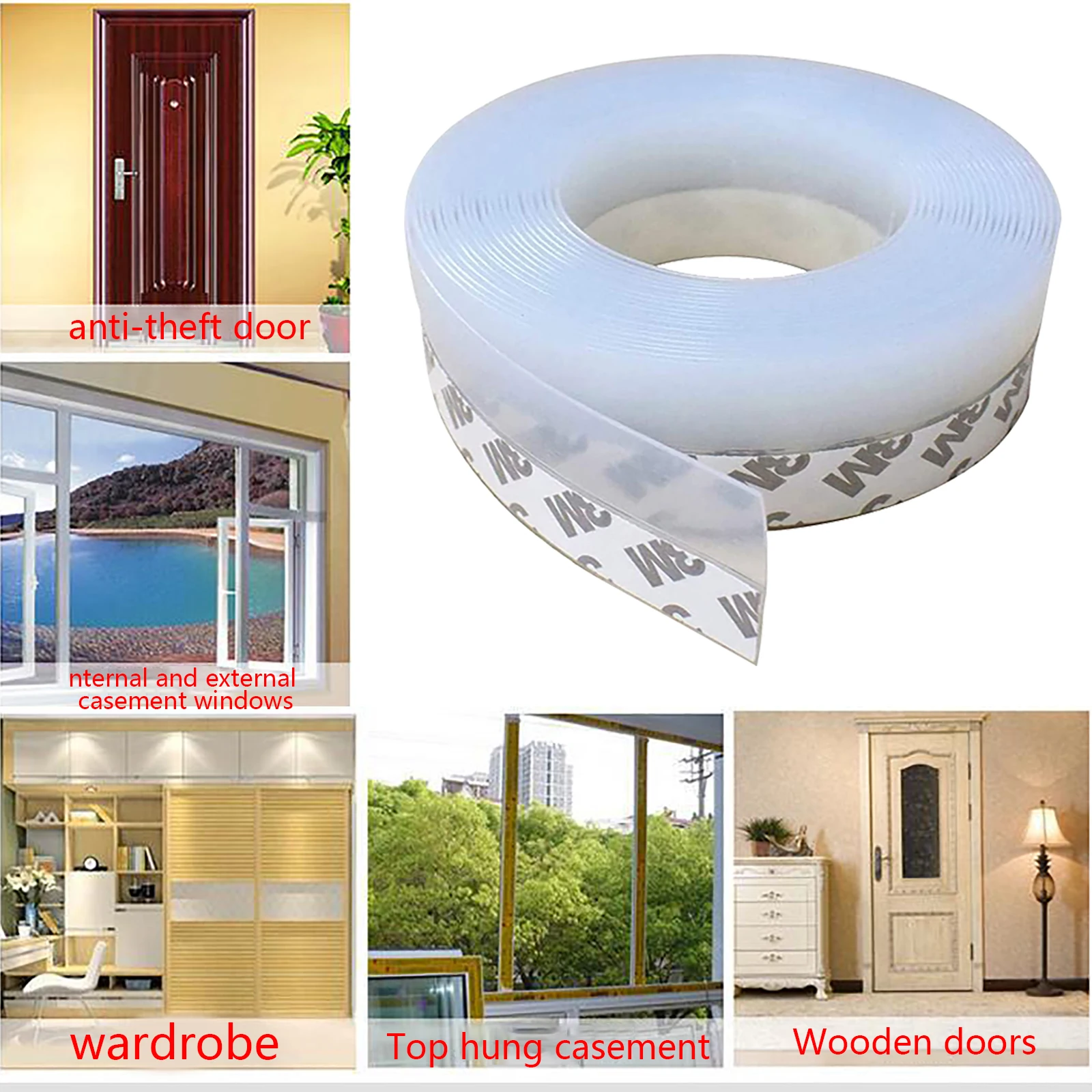 5M 35mm Self Adhesive Door Windshield Sealing Tape Door Bottom Weatherstrip