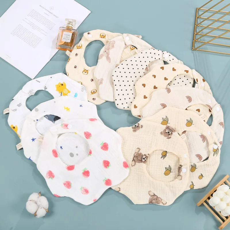 1PCS Cotton Gauze Baby Feeding Bibs Summer Soft Petal Infants Print Saliva Towel Newborn Toddler Burp Cloth Kids Bib Baby