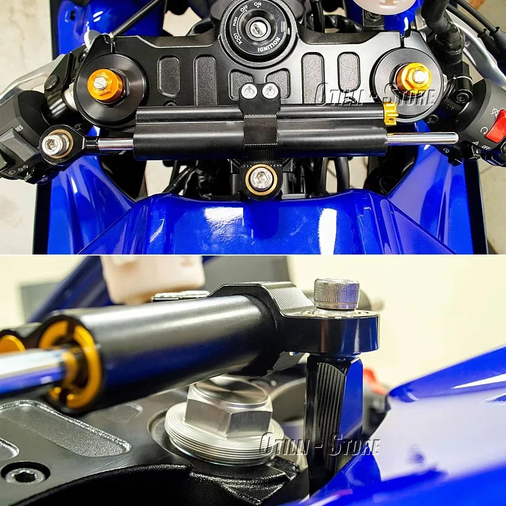 Neue Motorrad Faser Carbon Lenkung Stabilisieren Dämpfer Montage Halterung Kit Für Yamaha YZF R7 YZF R7 Yzf-r7 2021 2022 2023