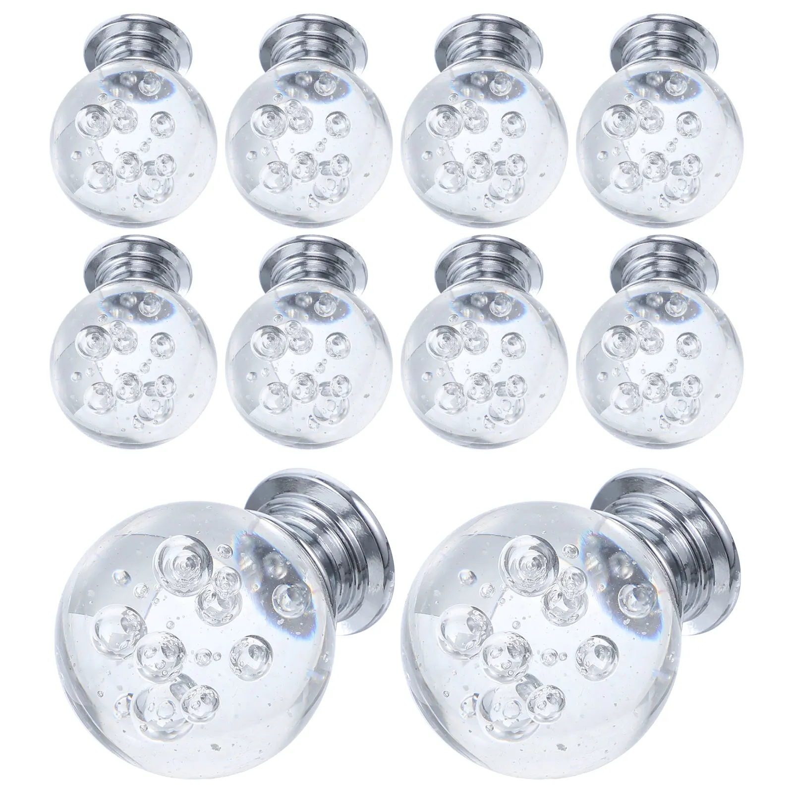 

10pcs Crystal Cabinet Knobs Aluminum Alloy Handles Elegant Glass Ball Design For Cabinets Dressers Wardrobes Easy Install