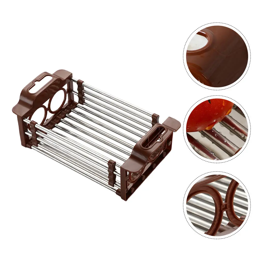 

Telescopic Drain Rack Stainless Steel Silicone Kitchen Storage Shelf Sink Shelving Multi Purpose Water Draining Food Placement