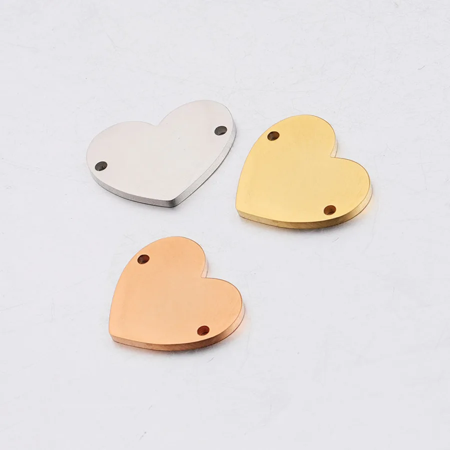 5Pcs/lot Mirror Polished 17*20mm Heart Charms Stainless Steel DIY Connectors Charms For Necklace Bracelets Fashion Jewelry