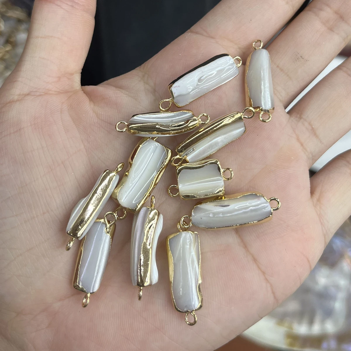 

5Pcs Shell Connector Irregular Rectangle Connector 6x24mm-10x25mm For Jewelry Making DIY Necklace Bracelet Earrings Accessory