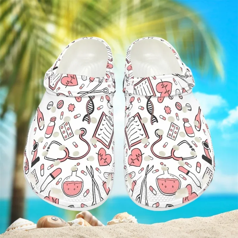 Hot Sales Beach Slippers Casual Unisex Hole Shoes for Women Nursing Flats Hospital Medical EMT ETC Pattern Indoor Working Sandal