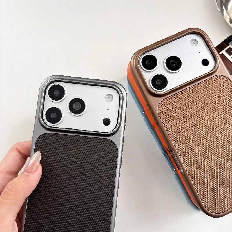 Coque de luxe antichoc en PC rigide mat avec texture motif diamant métallique et peinture rafraîchissante pour iPhone 18 17 16 15 14 Pro Max