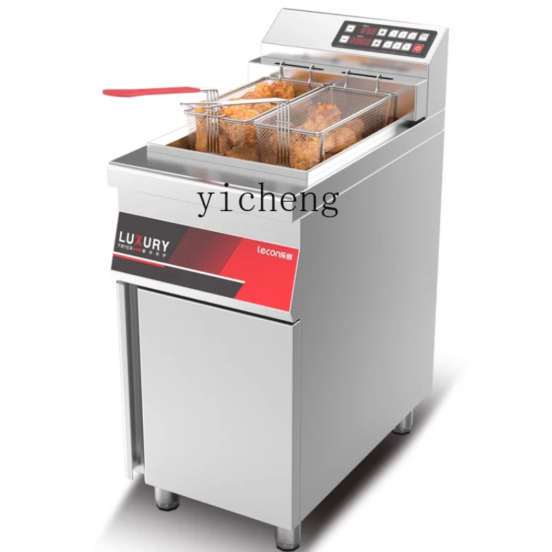 XL Vertical Split Electric Fryer Commercial Timing Fryer Fried Chicken Cutlet Deep Frying Pan