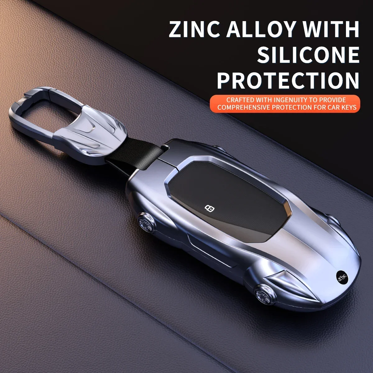 For BMW Type D Smart Key, Supercar Shape Key Cover Shell With Keychain, No Signal Interference Zinc Alloy Car Key Accessories