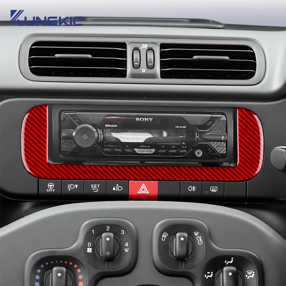 Real Soft Carbon Fiber Sticker For Fiat Panda 2013-2019 2020 2021 2022 2023 2024 2025 LHD RHD Car Central Control Screen Trim