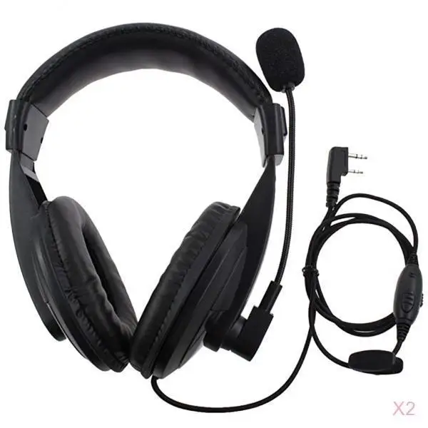 

Overhead Headsets Noise Cancelling Earphone Wired Black 2pin Boom Mic for Baofeng 888S 82HP Restaurant Nightclub