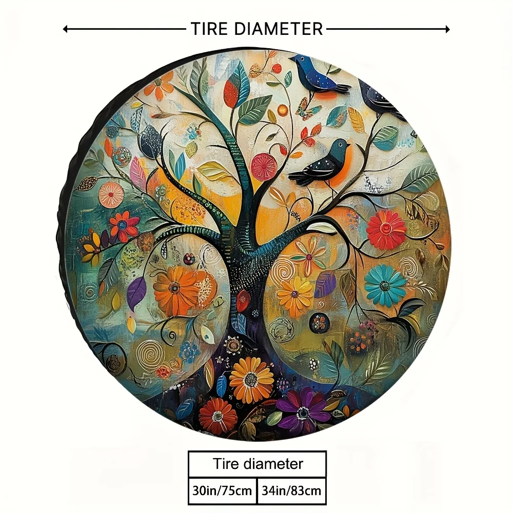 1pc, Car Spare Tire Collection Bags Colorful Boho Floral Versatile Polyester,Without Electricity New Year Gifts Suitable For Tru