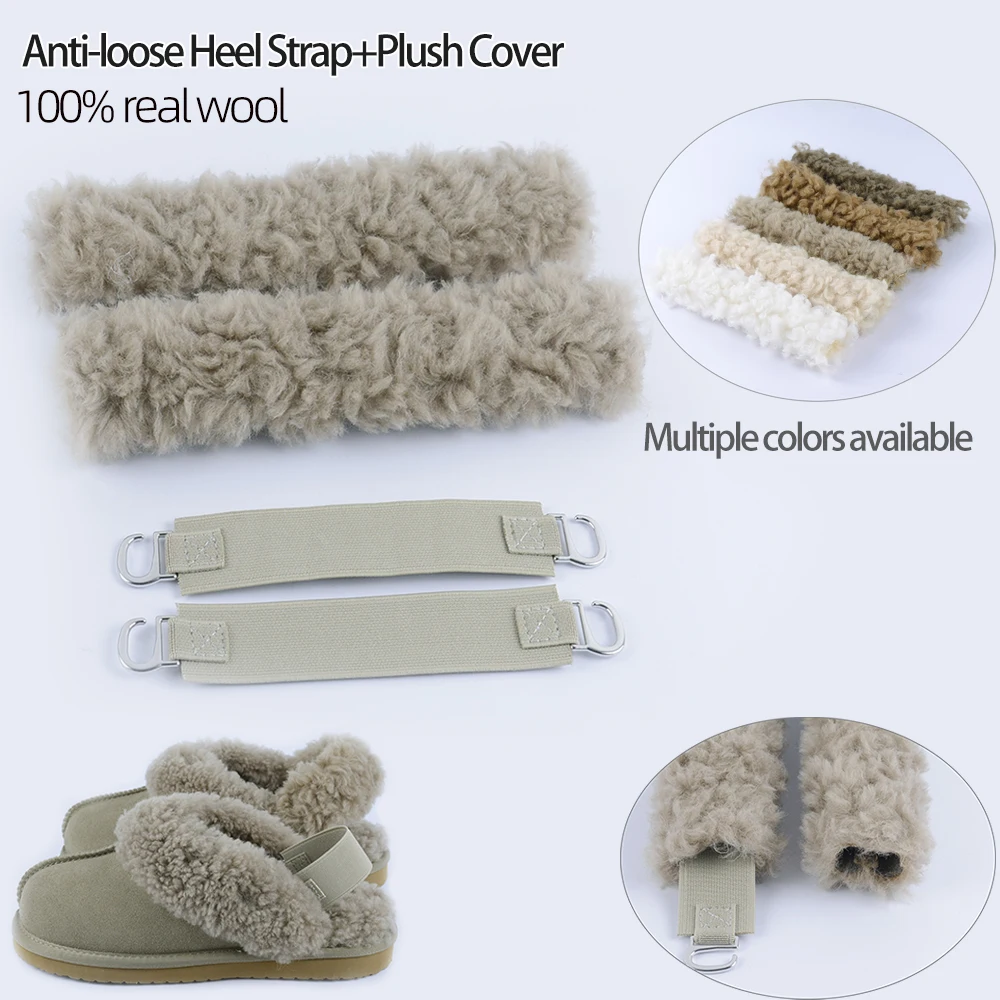 

Новый теплый плюшевый чехол из натуральной шерсти для хлопковых тапочек, зимние сапоги, ремешок на каблуке, пушистые рукава, ремни, нескользящие шнурки, нескользящие шнурки