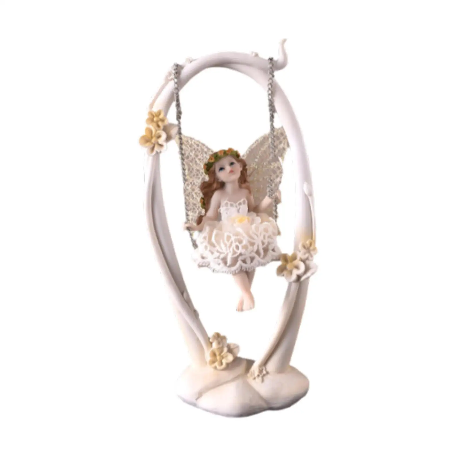 

Swing Fairy Statue Collectible Creative Girl Figure for Shelf Desk Fireplace