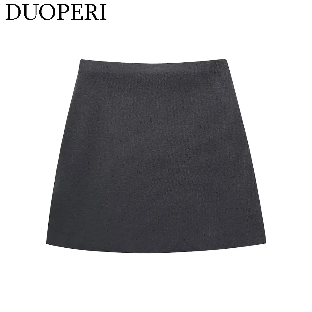 DUOPERI Women Fashion 2 Pieces Sets Knit Coat and Mini Skirt Female Chic Lady Tops Outwear and Skirt Coordinates