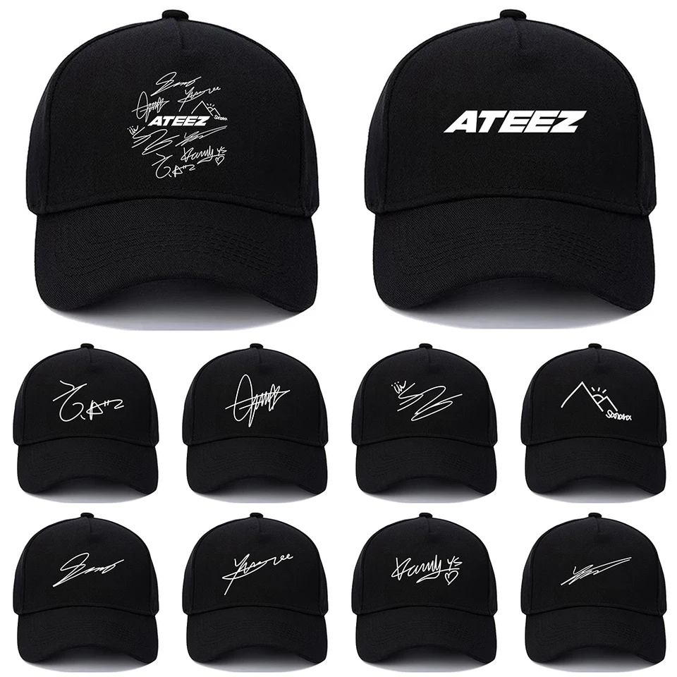 Kpop ATEEZ Member Signature Baseball Cap Adjustable Size Graphic