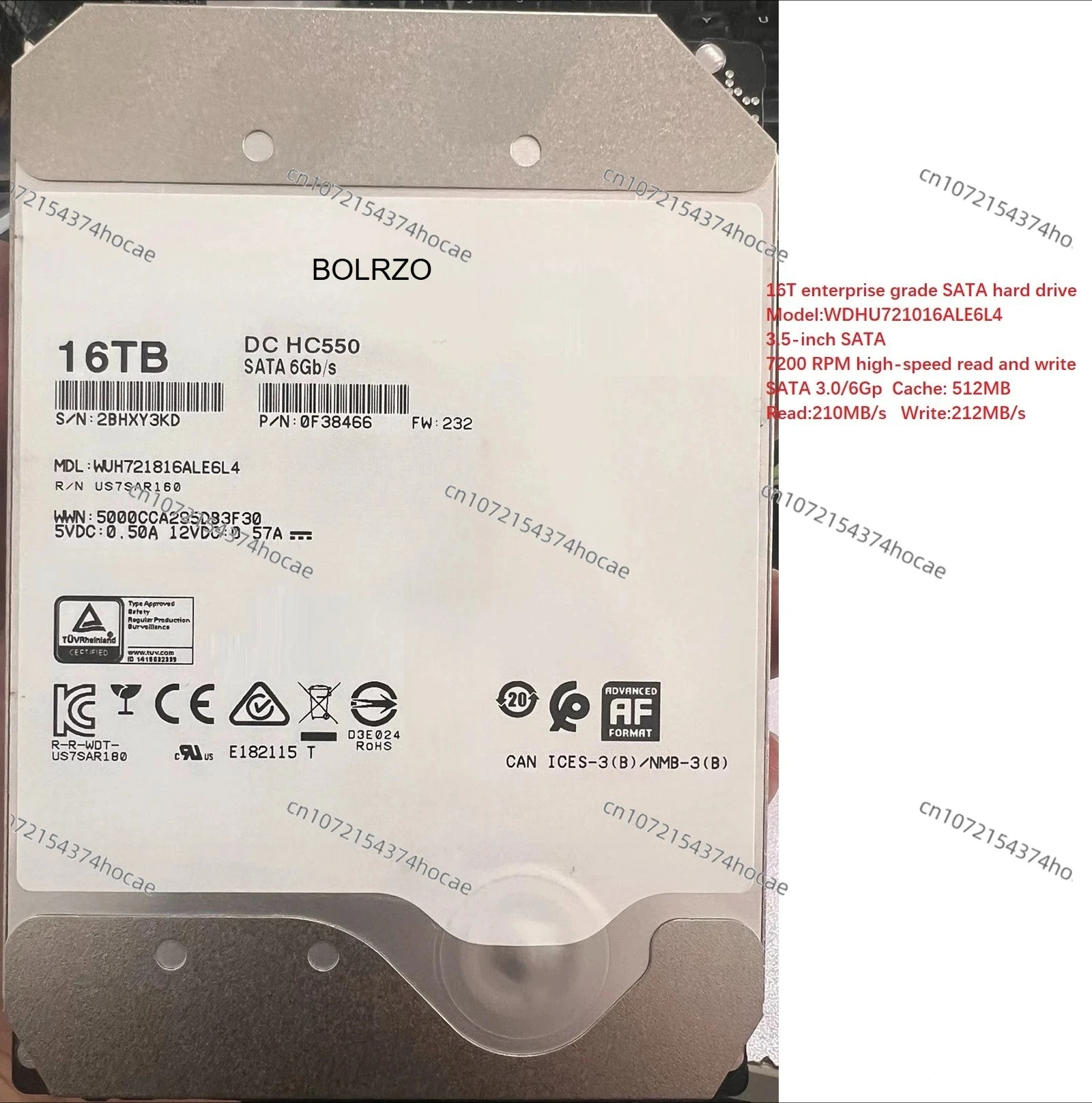 

Разберите оригинальный механический жесткий диск SATA3 12 ТБ/14 ТБ/16 ТБ для мониторинга корпоративных устройств.