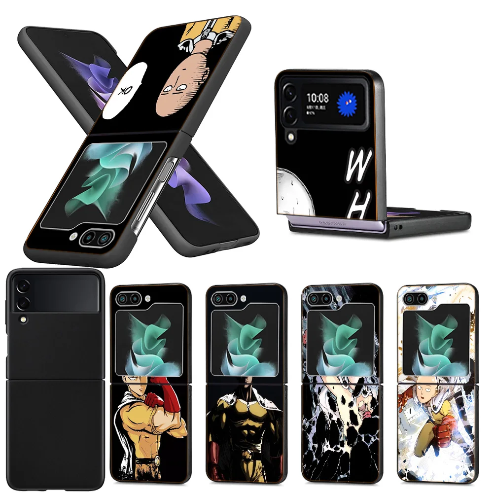 One-Punch Man Anime Clear Phone Case For Samsung Z Flip 5 4 3 Galaxy Z Flip 6 5G Shockproof Hard Cover TPU PC Hard Coque Soft Fu