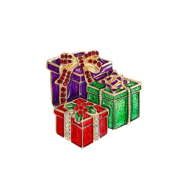 Snowing House Christmas Brooch Pin Cute Enamel Mushroom Hat Bell Tower Metal Badge Jewelry Gift