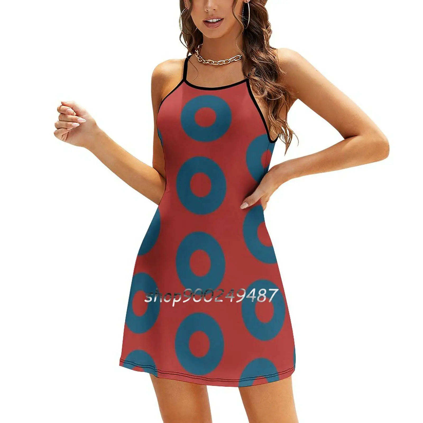 Clone Fishman Donuts-Phish-Inverted Sweetheart Knot Flared Dress Fashion Design Large Size Loose Dress Phish Jon Fishman Donuts