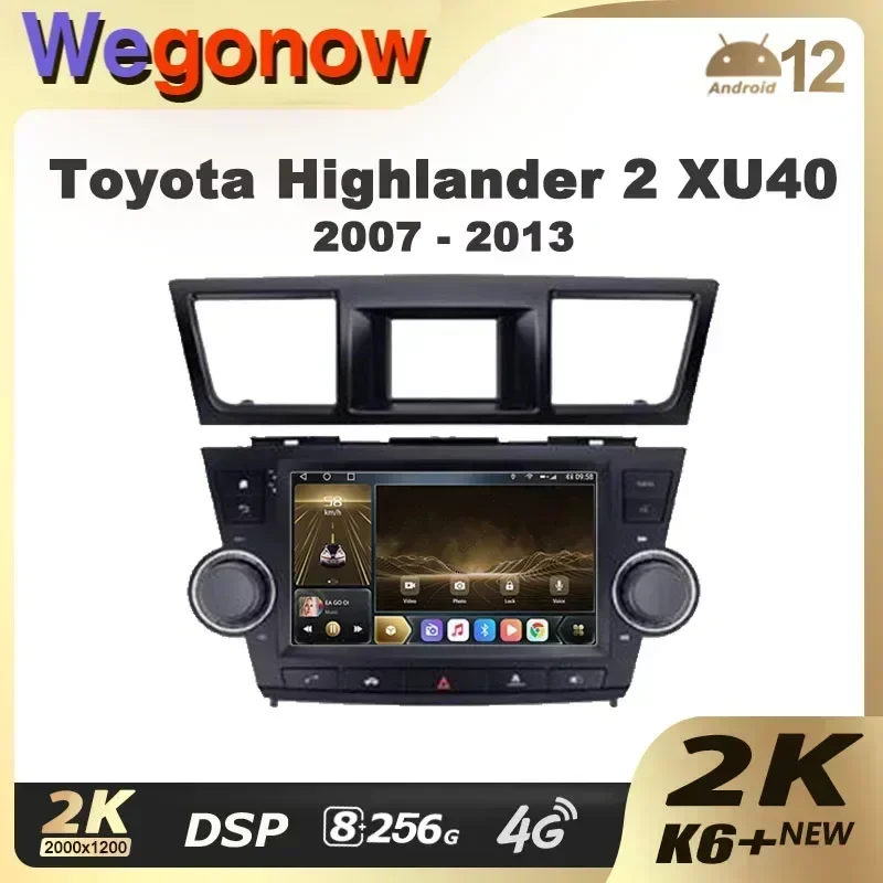 Ownice K6+ 2K for Toyota Highlander 2 XU40 2007 - 2013 Car Radio Multimedia Video Player Navi Stereo GPS Android 12 No 2 Din DVD