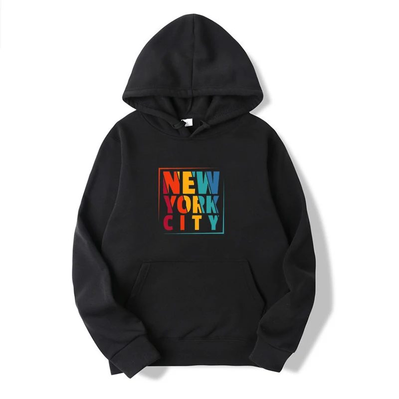 NEW YORK CITY Print Hoodies Man's Casual Autumn Long Sleeve Hoody Tops Outdoors Clothes Sportwear