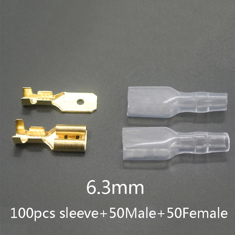 200PCS Female Male Spade Crimp Terminals Sleeve Wire Wrap Connector for 22-16 AWG Car Audio Speaker,