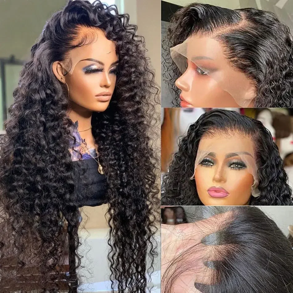 250 Density Transparent HD Human Hair Wig 30 32 40 Inch Deep Wave 13x4 Curly Lace Front 13x6 Water Wave Lace Frontal Wigs