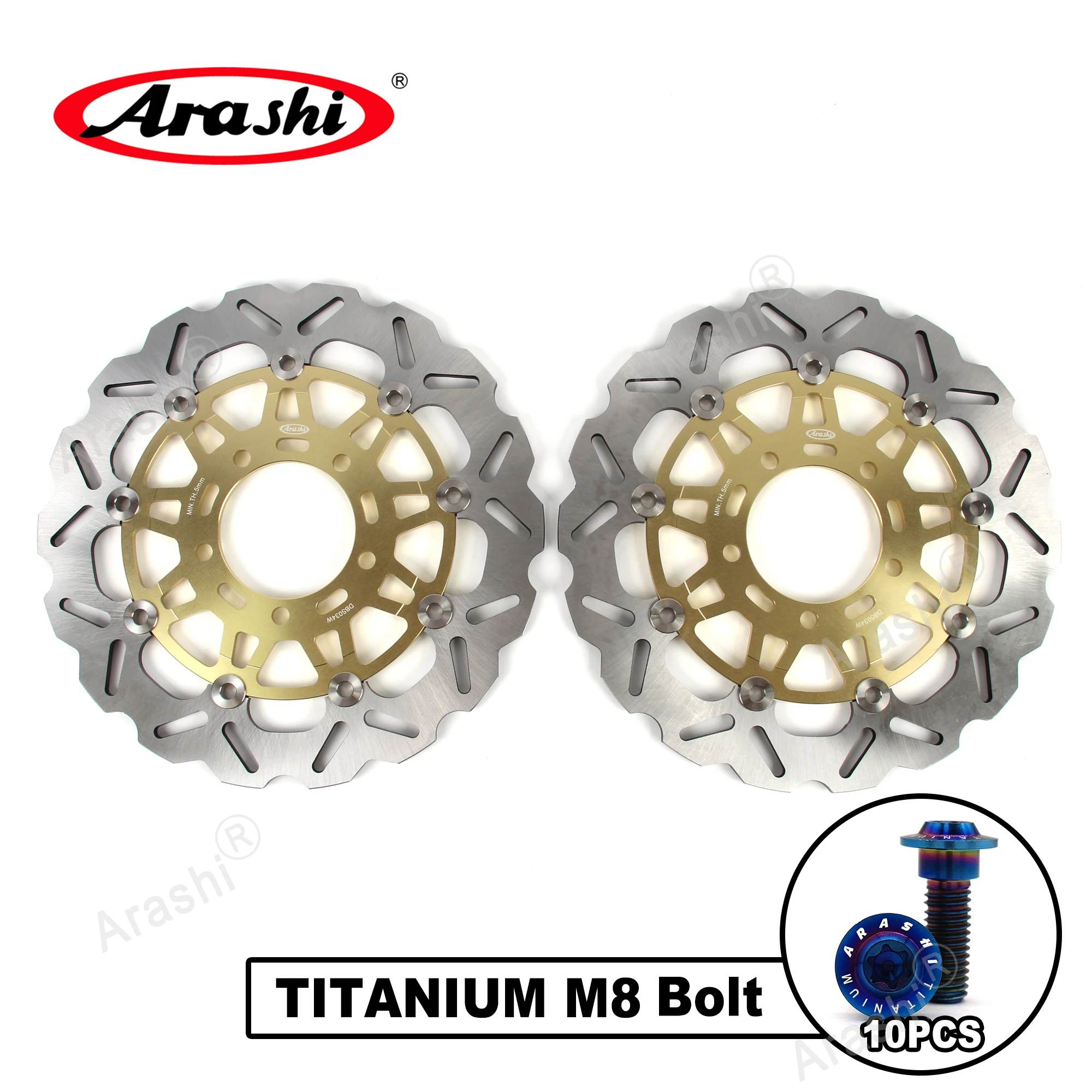 嵐 Arashi For KAWASAKI ZX10R 2004 -2007 CNC Floating Front Brake Disc