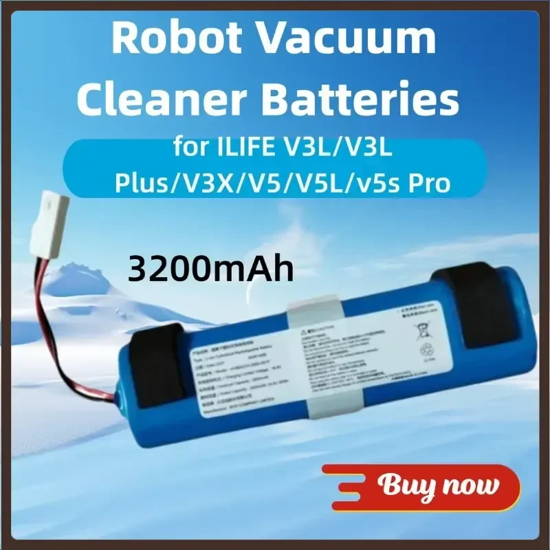 3200mAh for ILIFE V3L/V3L Plus/V3X/V5/V5L/v5s Pro Robot Vacuum Cleaner Batteries