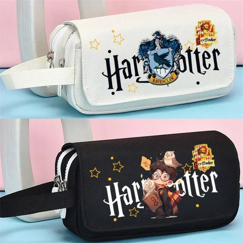 Harry Potter Pencil Bags Anime Figure Cartoon Fashion Pencil Case Portable Storage Bag Student Stationery Kid Toy Christmas Gift