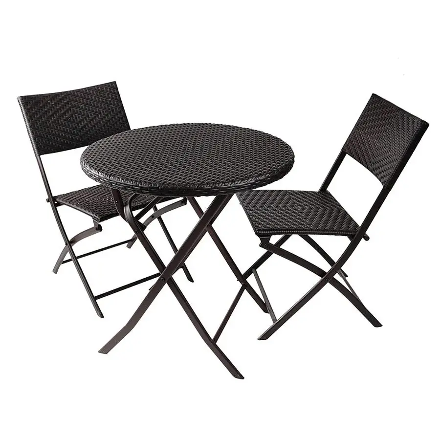 

Pieces Folding Bistro Set PE Wicker Rattan Outdoor Patio Furniture Sets with Foldable Round Table and Chairs Perfect for Cafe B