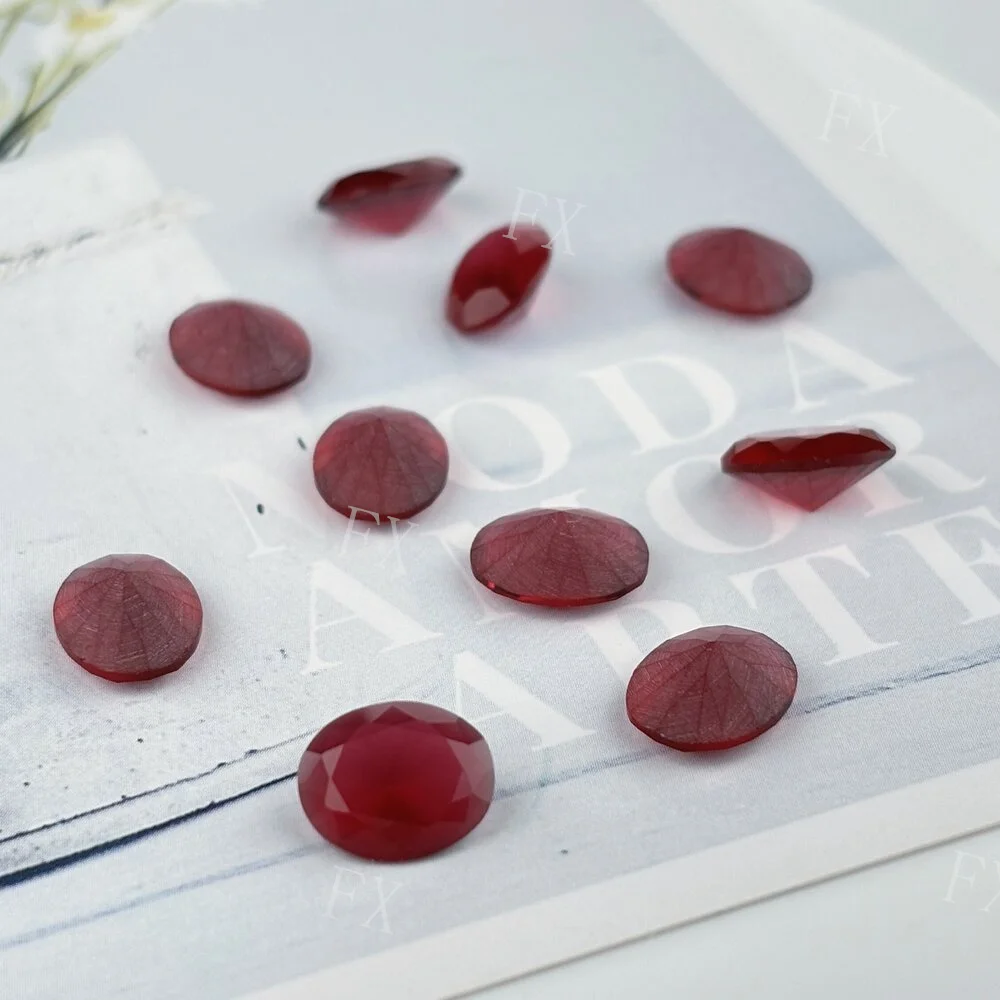 Oval Shape 2x3~10x14mm Loose Stone  Rose Red Sand Bottom  Translucent Glass Synthetic Gems For Jewelry DIY Stone