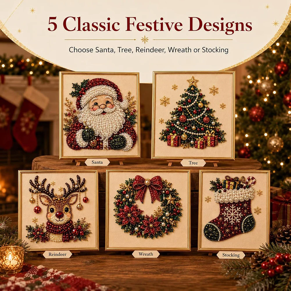 Xmas Pearl ภาพวาด DIY ชุดกรอบ  - Art Craft Easy With Paper บทวิจารณ์และราคา
