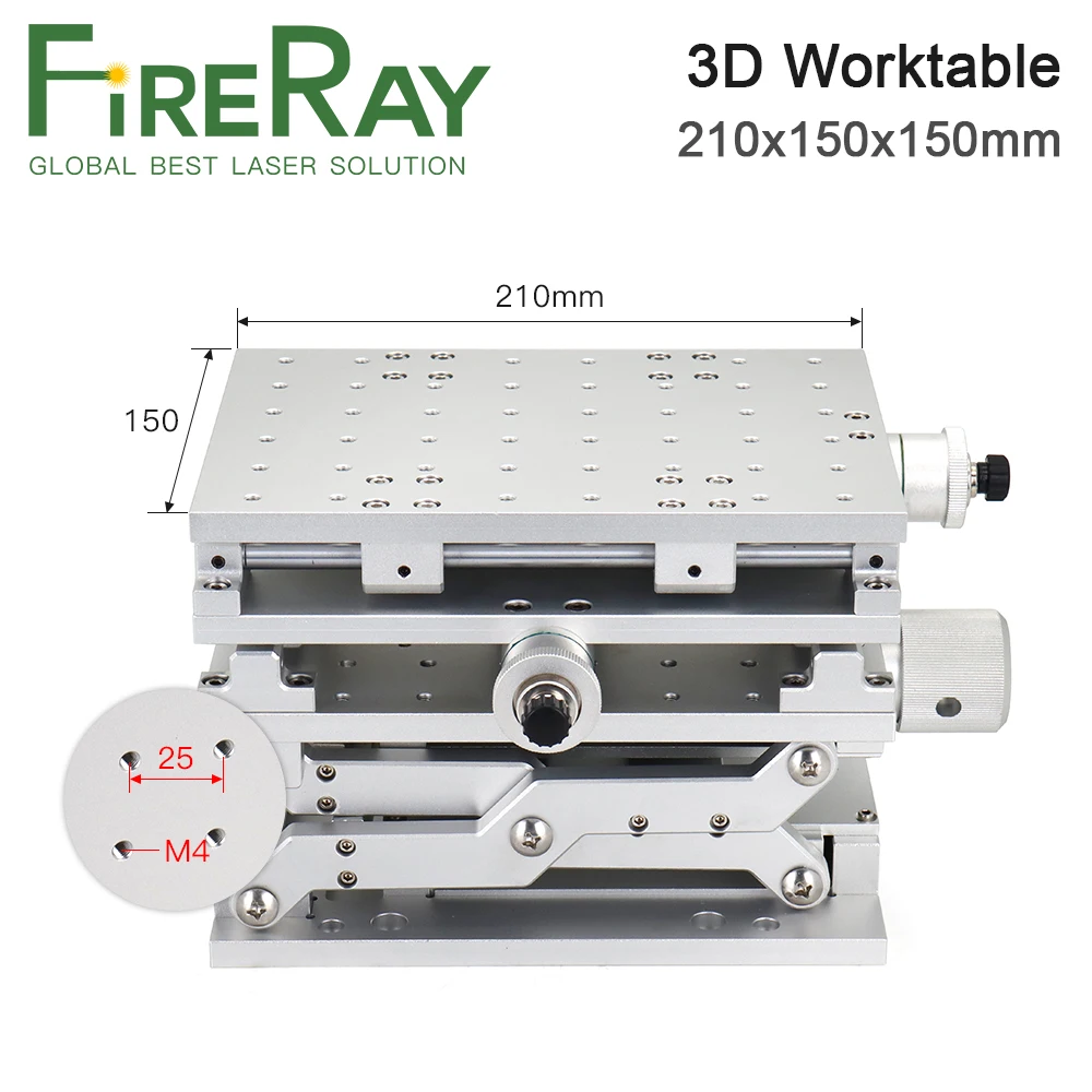 FireRay 3D Moving Worktable 210x150x150mm M4 Table Portable Cabinet Case DIY Part for Co2 Fiber Laser Marking Machine