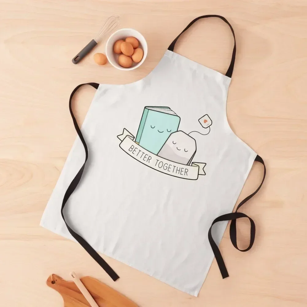

Books And Tea | Better Together Apron Kitchen Man For Hairdresser Woman Work Ladies Apron