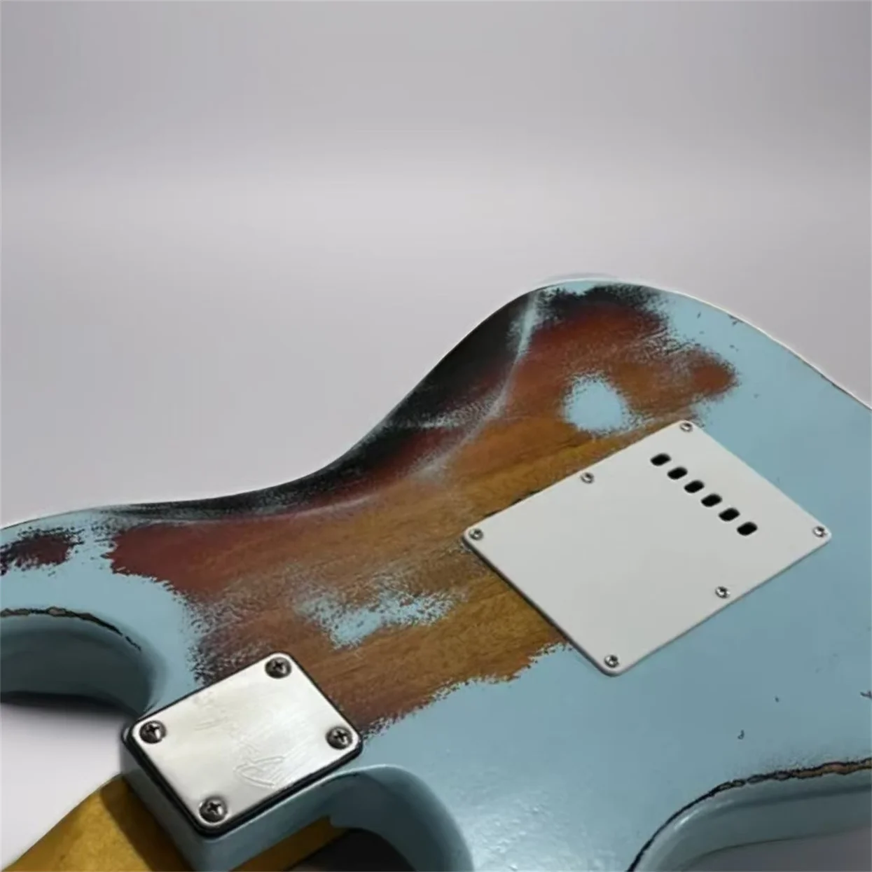 1959 Heavy Relic Light Blue Over Sunburst Electric Guitar  Aged Hardware Nitro Lacquer Finish